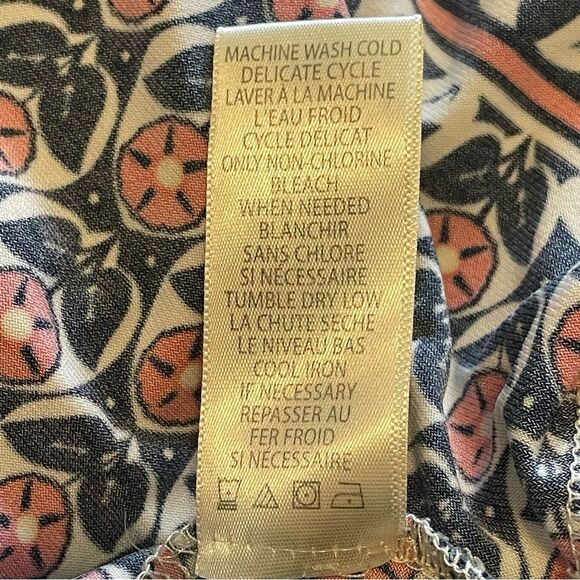 Max Studio Navy Peach Sleeveless Dress Plunging Neckline, size Large - Picture 8 of 8